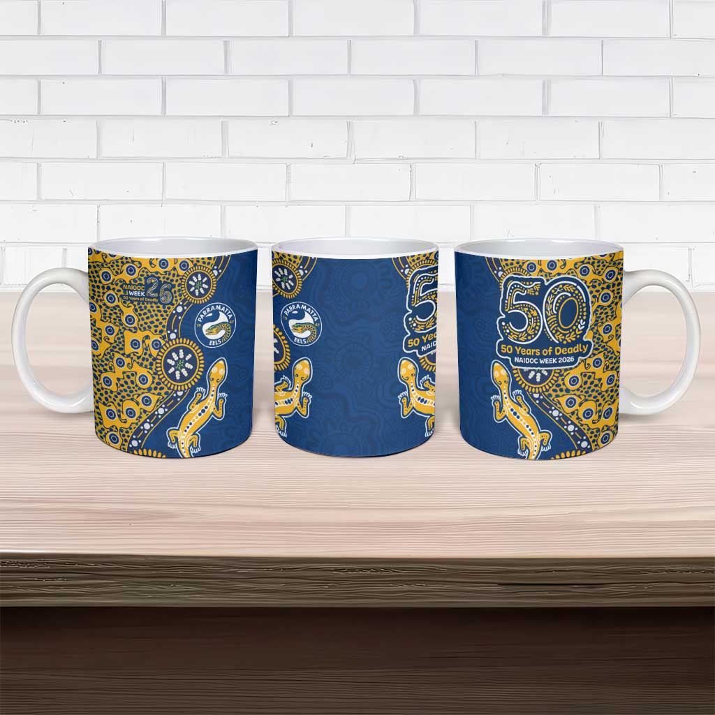 Parramatta Eels NAIDOC Week 2026 Ceramic Mug Aboriginal Lizard Dot Painting - 50 Years of Deadly