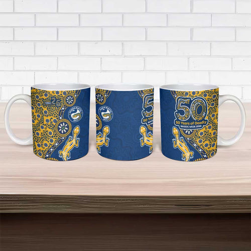 Parramatta Eels NAIDOC Week 2026 Ceramic Mug Aboriginal Lizard Dot Painting - 50 Years of Deadly