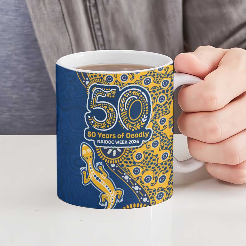 Parramatta Eels NAIDOC Week 2026 Ceramic Mug Aboriginal Lizard Dot Painting - 50 Years of Deadly