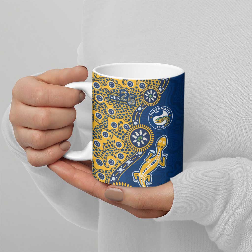 Parramatta Eels NAIDOC Week 2026 Ceramic Mug Aboriginal Lizard Dot Painting - 50 Years of Deadly