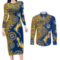 Parramatta Eels NAIDOC Week 2026 Couples Matching Long Sleeve Bodycon Dress and Long Sleeve Button Shirt Aboriginal Lizard Dot Painting - 50 Years of Deadly
