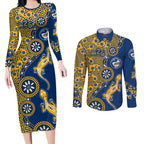 Parramatta Eels NAIDOC Week 2026 Couples Matching Long Sleeve Bodycon Dress and Long Sleeve Button Shirt Aboriginal Lizard Dot Painting - 50 Years of Deadly