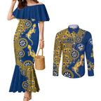 Parramatta Eels NAIDOC Week 2026 Couples Matching Mermaid Dress and Long Sleeve Button Shirt Aboriginal Lizard Dot Painting - 50 Years of Deadly