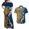 Parramatta Eels NAIDOC Week 2026 Couples Matching Off Shoulder Maxi Dress and Hawaiian Shirt Aboriginal Lizard Dot Painting - 50 Years of Deadly