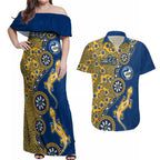 Parramatta Eels NAIDOC Week 2026 Couples Matching Off Shoulder Maxi Dress and Hawaiian Shirt Aboriginal Lizard Dot Painting - 50 Years of Deadly