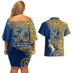 Parramatta Eels NAIDOC Week 2026 Couples Matching Off Shoulder Short Dress and Hawaiian Shirt Aboriginal Lizard Dot Painting - 50 Years of Deadly