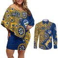 Parramatta Eels NAIDOC Week 2026 Couples Matching Off Shoulder Short Dress and Long Sleeve Button Shirt Aboriginal Lizard Dot Painting - 50 Years of Deadly