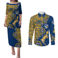 Parramatta Eels NAIDOC Week 2026 Couples Matching Puletasi and Long Sleeve Button Shirt Aboriginal Lizard Dot Painting - 50 Years of Deadly