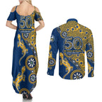 Parramatta Eels NAIDOC Week 2026 Couples Matching Summer Maxi Dress and Long Sleeve Button Shirt Aboriginal Lizard Dot Painting - 50 Years of Deadly