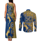 Parramatta Eels NAIDOC Week 2026 Couples Matching Tank Maxi Dress and Long Sleeve Button Shirt Aboriginal Lizard Dot Painting - 50 Years of Deadly