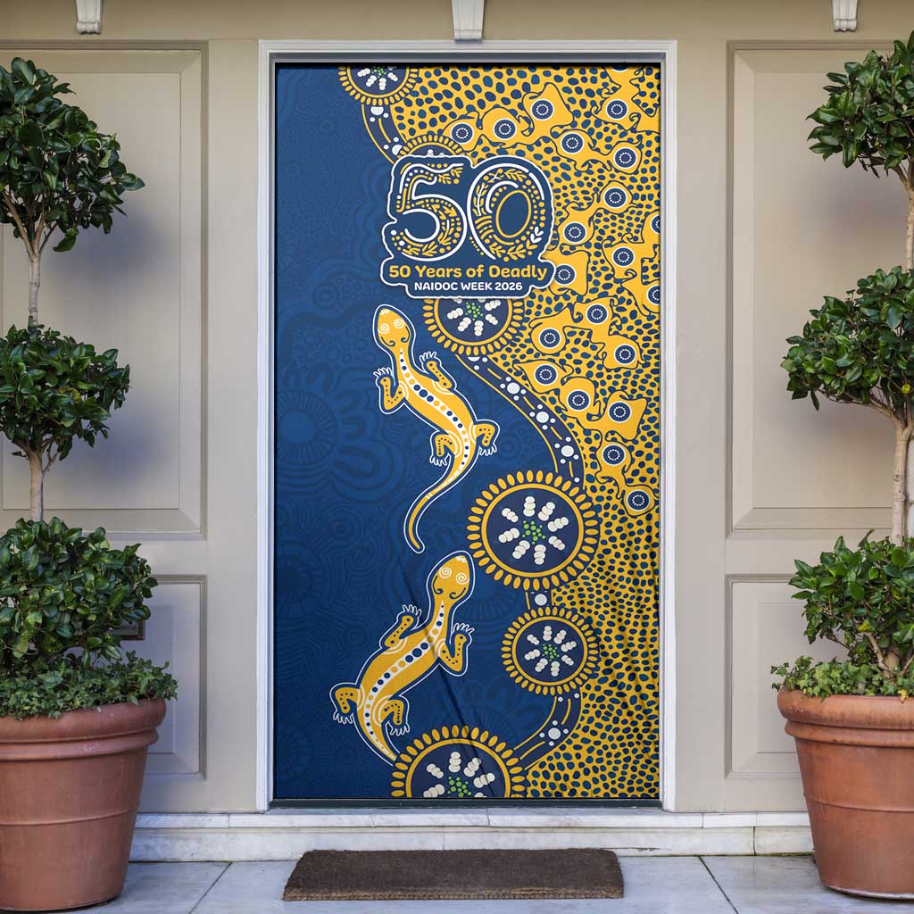 Parramatta Eels NAIDOC Week 2026 Door Cover Aboriginal Lizard Dot Painting - 50 Years of Deadly