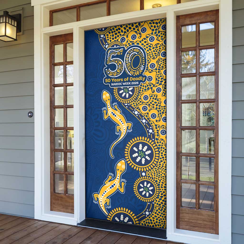 Parramatta Eels NAIDOC Week 2026 Door Cover Aboriginal Lizard Dot Painting - 50 Years of Deadly