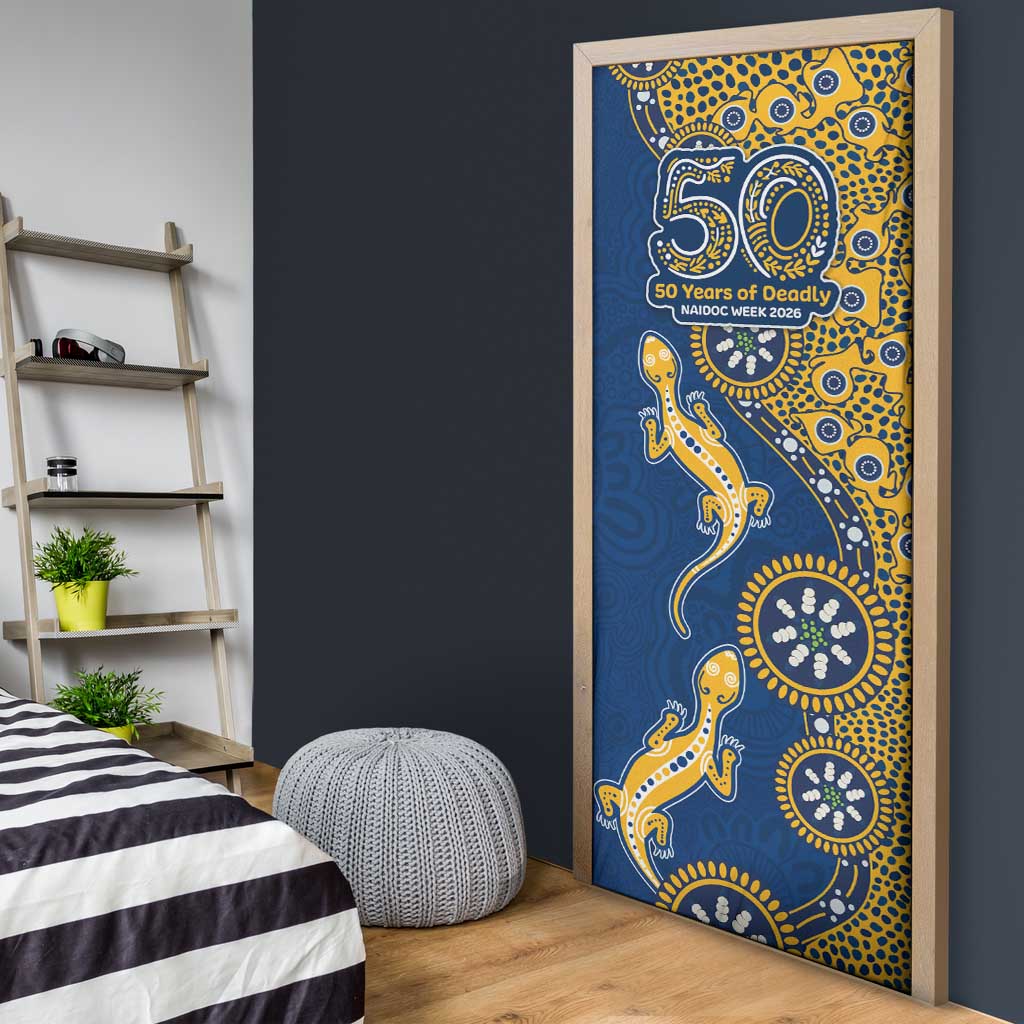 Parramatta Eels NAIDOC Week 2026 Door Cover Aboriginal Lizard Dot Painting - 50 Years of Deadly