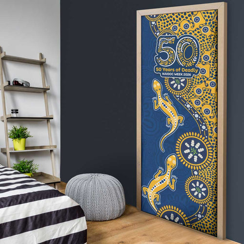 Parramatta Eels NAIDOC Week 2026 Door Cover Aboriginal Lizard Dot Painting - 50 Years of Deadly