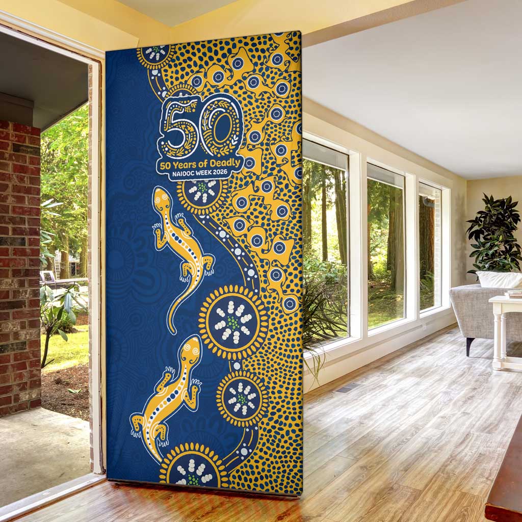 Parramatta Eels NAIDOC Week 2026 Door Cover Aboriginal Lizard Dot Painting - 50 Years of Deadly