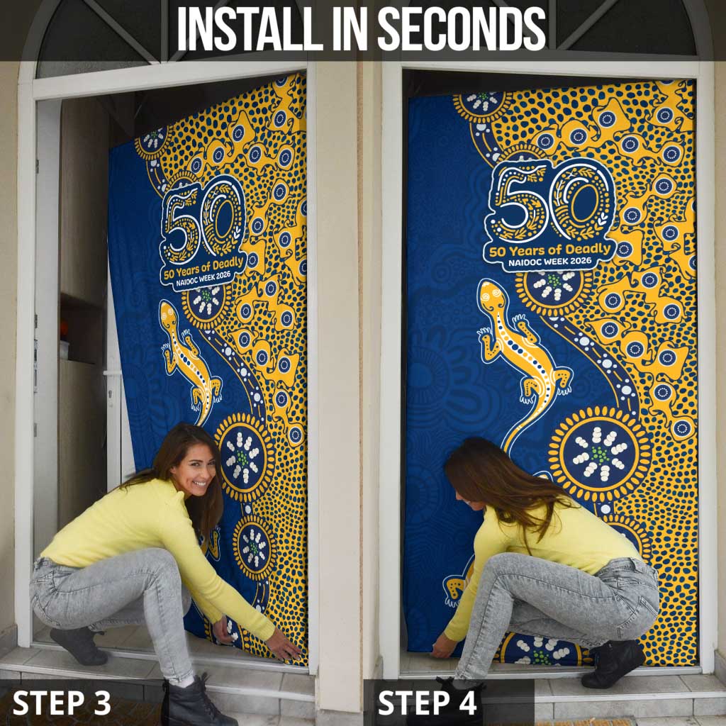 Parramatta Eels NAIDOC Week 2026 Door Cover Aboriginal Lizard Dot Painting - 50 Years of Deadly