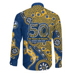 Parramatta Eels NAIDOC Week 2026 Family Matching Long Sleeve Bodycon Dress and Hawaiian Shirt Aboriginal Lizard Dot Painting - 50 Years of Deadly