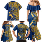Parramatta Eels NAIDOC Week 2026 Family Matching Mermaid Dress and Hawaiian Shirt Aboriginal Lizard Dot Painting - 50 Years of Deadly