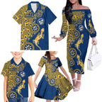 Parramatta Eels NAIDOC Week 2026 Family Matching Off The Shoulder Long Sleeve Dress and Hawaiian Shirt Aboriginal Lizard Dot Painting - 50 Years of Deadly