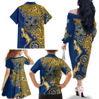 Parramatta Eels NAIDOC Week 2026 Family Matching Off The Shoulder Long Sleeve Dress and Hawaiian Shirt Aboriginal Lizard Dot Painting - 50 Years of Deadly