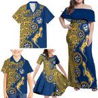 Parramatta Eels NAIDOC Week 2026 Family Matching Off Shoulder Maxi Dress and Hawaiian Shirt Aboriginal Lizard Dot Painting - 50 Years of Deadly
