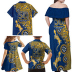 Parramatta Eels NAIDOC Week 2026 Family Matching Off Shoulder Maxi Dress and Hawaiian Shirt Aboriginal Lizard Dot Painting - 50 Years of Deadly