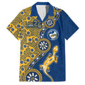 Parramatta Eels NAIDOC Week 2026 Family Matching Off Shoulder Short Dress and Hawaiian Shirt Aboriginal Lizard Dot Painting - 50 Years of Deadly