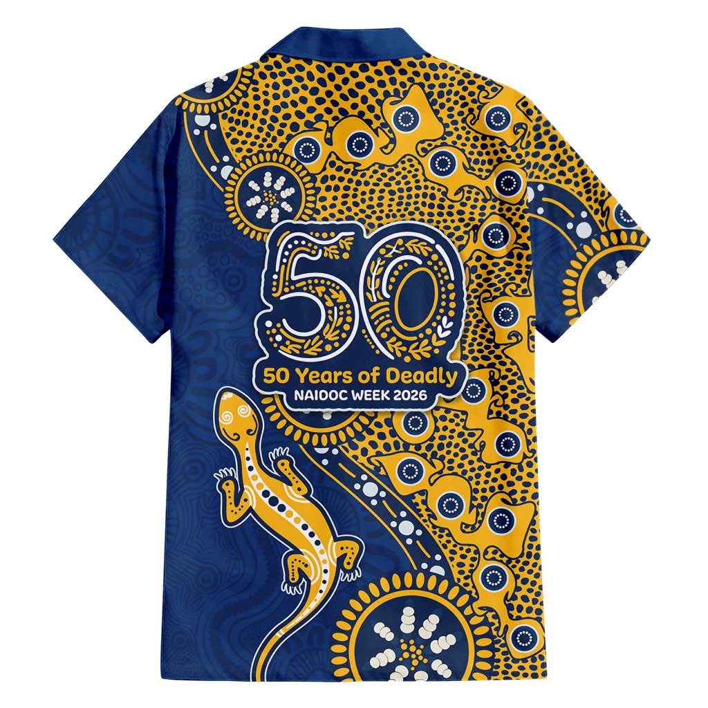 Parramatta Eels NAIDOC Week 2026 Family Matching Puletasi and Hawaiian Shirt Aboriginal Lizard Dot Painting - 50 Years of Deadly