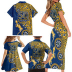 Parramatta Eels NAIDOC Week 2026 Family Matching Short Sleeve Bodycon Dress and Hawaiian Shirt Aboriginal Lizard Dot Painting - 50 Years of Deadly