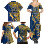 Parramatta Eels NAIDOC Week 2026 Family Matching Summer Maxi Dress and Hawaiian Shirt Aboriginal Lizard Dot Painting - 50 Years of Deadly