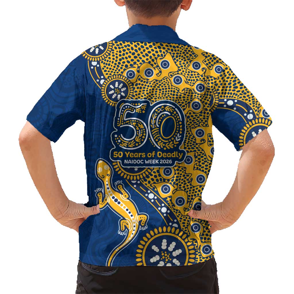 Parramatta Eels NAIDOC Week 2026 Family Matching Tank Maxi Dress and Hawaiian Shirt Aboriginal Lizard Dot Painting - 50 Years of Deadly
