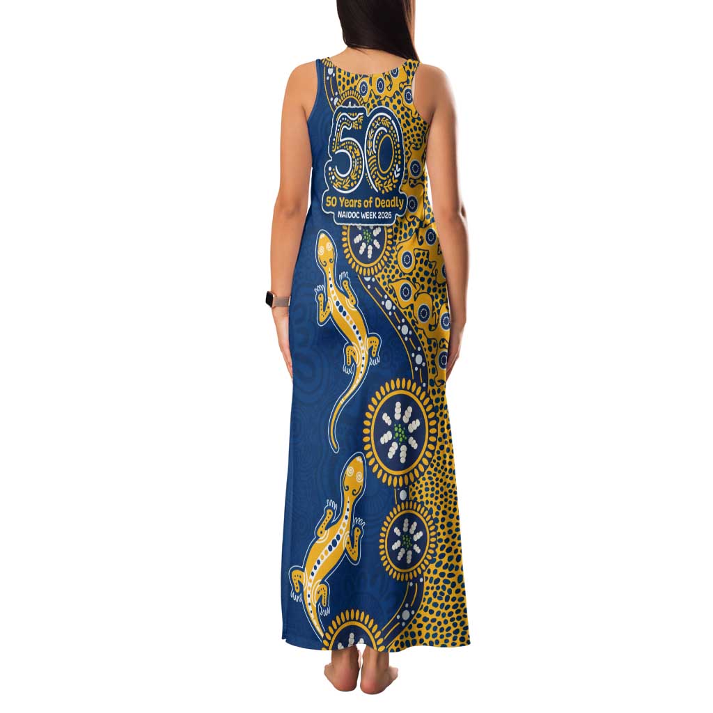 Parramatta Eels NAIDOC Week 2026 Family Matching Tank Maxi Dress and Hawaiian Shirt Aboriginal Lizard Dot Painting - 50 Years of Deadly