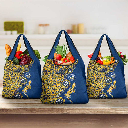 Parramatta Eels NAIDOC Week 2026 Grocery Bag Aboriginal Lizard Dot Painting - 50 Years of Deadly