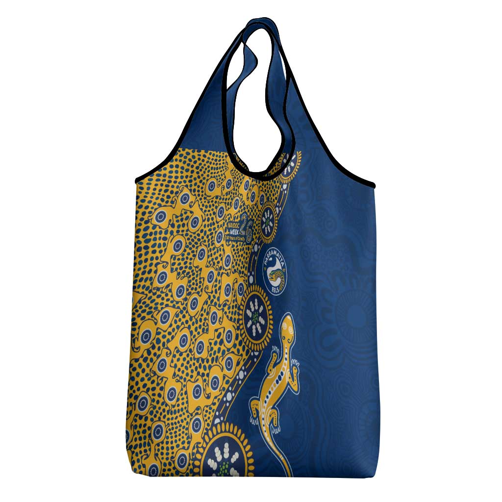 Parramatta Eels NAIDOC Week 2026 Grocery Bag Aboriginal Lizard Dot Painting - 50 Years of Deadly