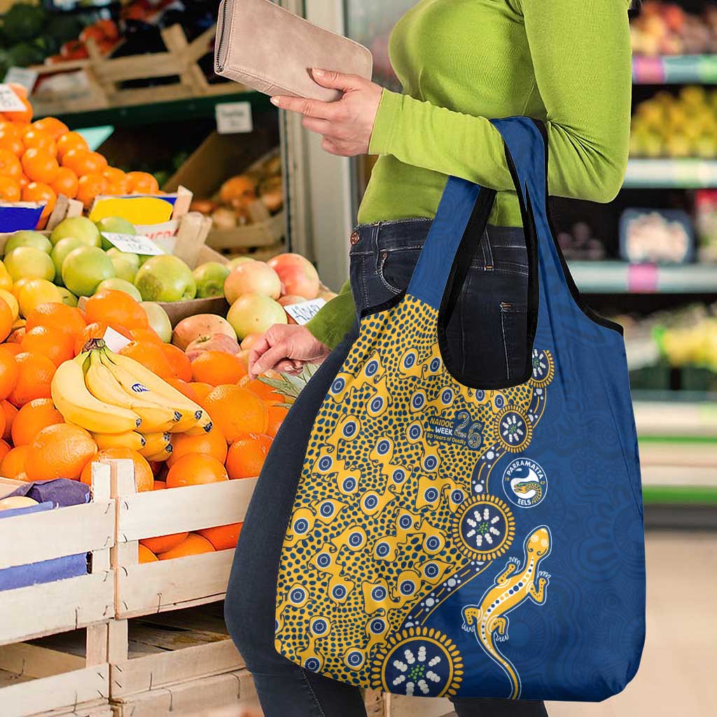 Parramatta Eels NAIDOC Week 2026 Grocery Bag Aboriginal Lizard Dot Painting - 50 Years of Deadly