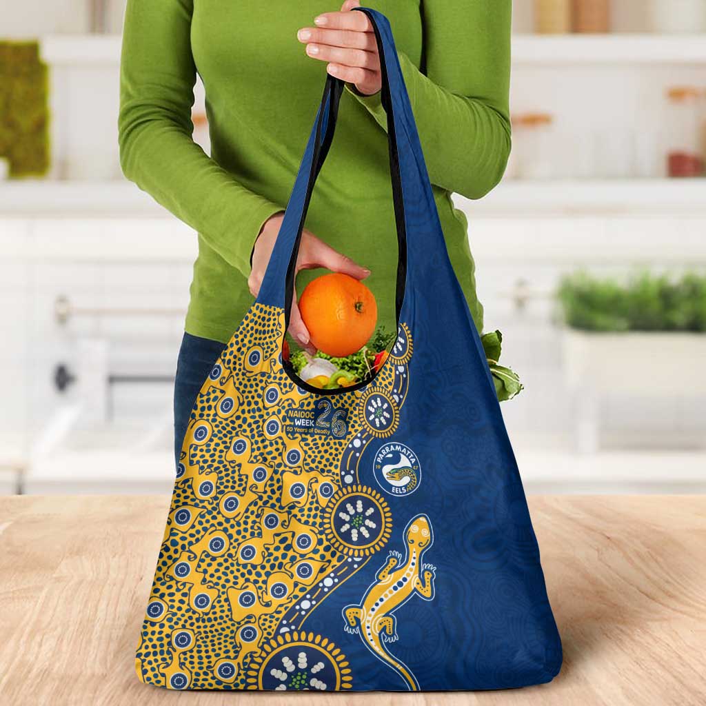 Parramatta Eels NAIDOC Week 2026 Grocery Bag Aboriginal Lizard Dot Painting - 50 Years of Deadly