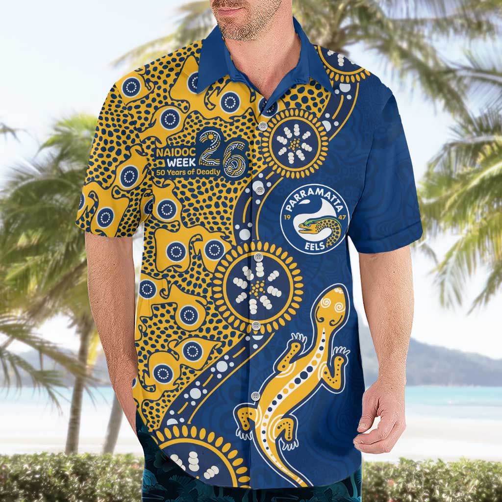 Parramatta Eels NAIDOC Week 2026 Hawaiian Shirt Aboriginal Lizard Dot Painting - 50 Years of Deadly