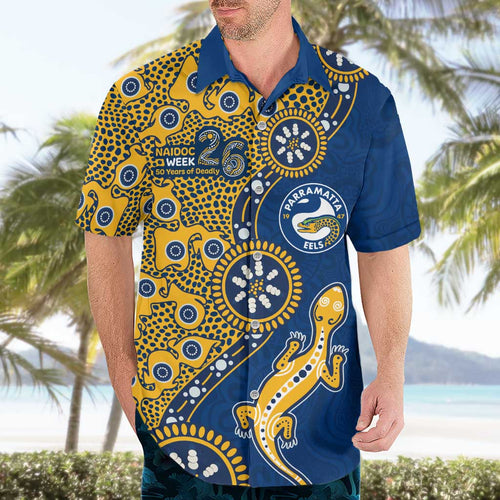 Parramatta Eels NAIDOC Week 2026 Hawaiian Shirt Aboriginal Lizard Dot Painting - 50 Years of Deadly