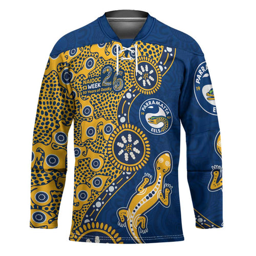 Parramatta Eels NAIDOC Week 2026 Hockey Jersey Aboriginal Lizard Dot Painting - 50 Years of Deadly