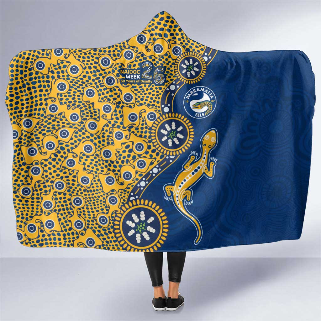 Parramatta Eels NAIDOC Week 2026 Hooded Blanket Aboriginal Lizard Dot Painting - 50 Years of Deadly