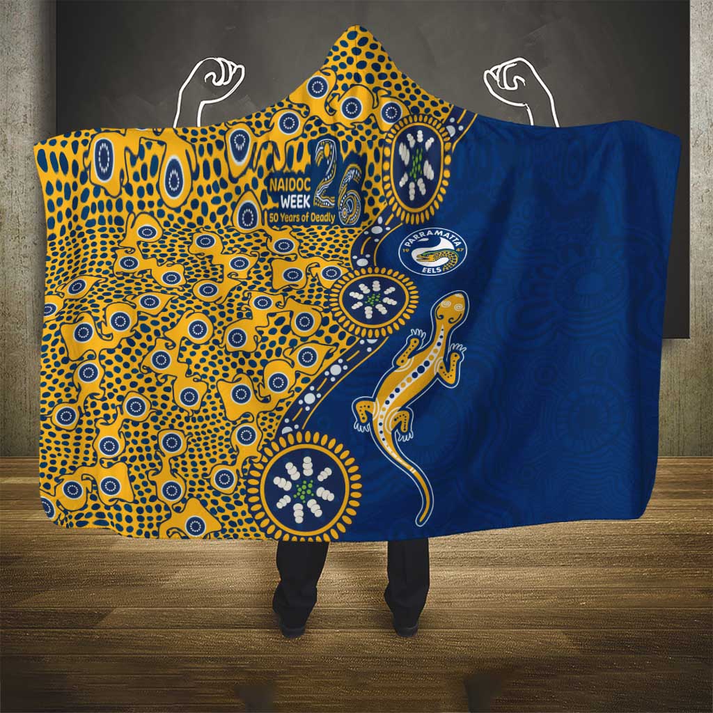 Parramatta Eels NAIDOC Week 2026 Hooded Blanket Aboriginal Lizard Dot Painting - 50 Years of Deadly