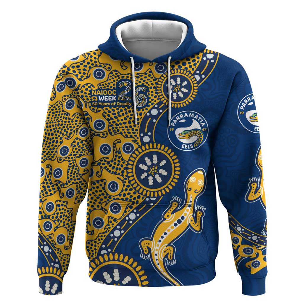 Parramatta Eels NAIDOC Week 2026 Hoodie Aboriginal Lizard Dot Painting - 50 Years of Deadly