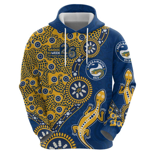 Parramatta Eels NAIDOC Week 2026 Hoodie Aboriginal Lizard Dot Painting - 50 Years of Deadly
