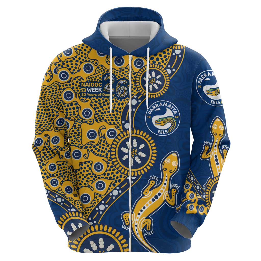 Parramatta Eels NAIDOC Week 2026 Hoodie Aboriginal Lizard Dot Painting - 50 Years of Deadly