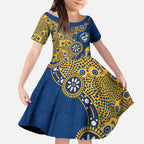 Parramatta Eels NAIDOC Week 2026 Kid Short Sleeve Dress Aboriginal Lizard Dot Painting - 50 Years of Deadly