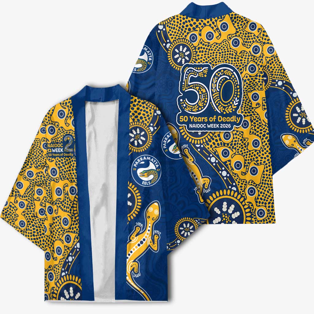 Parramatta Eels NAIDOC Week 2026 Kimono Aboriginal Lizard Dot Painting - 50 Years of Deadly