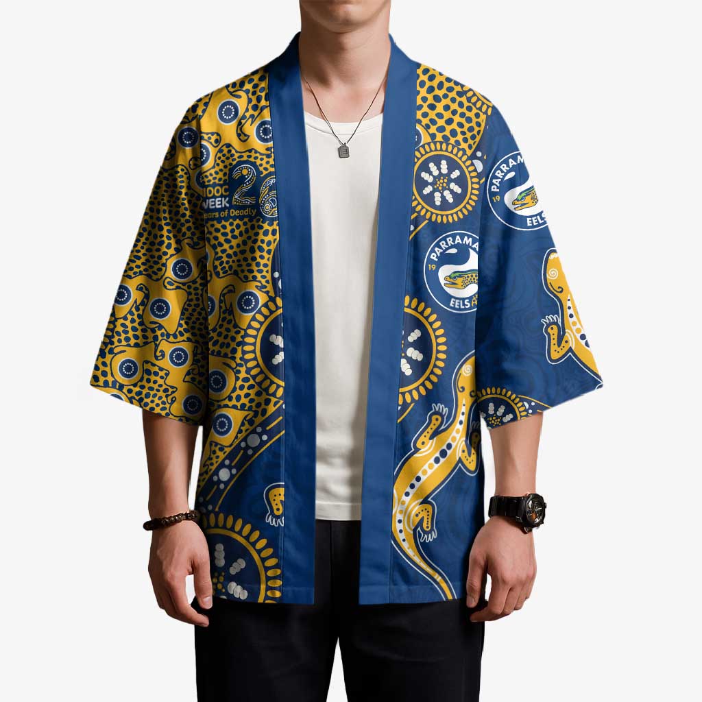 Parramatta Eels NAIDOC Week 2026 Kimono Aboriginal Lizard Dot Painting - 50 Years of Deadly