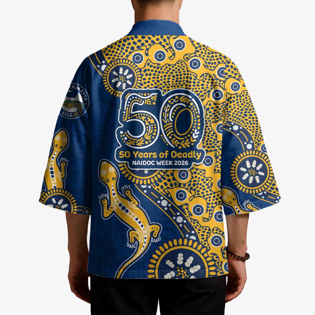 Parramatta Eels NAIDOC Week 2026 Kimono Aboriginal Lizard Dot Painting - 50 Years of Deadly