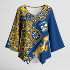 Parramatta Eels NAIDOC Week 2026 Kimono Sleeve Blouse Aboriginal Lizard Dot Painting - 50 Years of Deadly