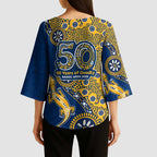 Parramatta Eels NAIDOC Week 2026 Kimono Sleeve Blouse Aboriginal Lizard Dot Painting - 50 Years of Deadly